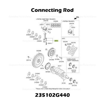 Genuine Connecting Rod 235102G440 for Hyundai Genesis Coupe Sonata Kia Optima