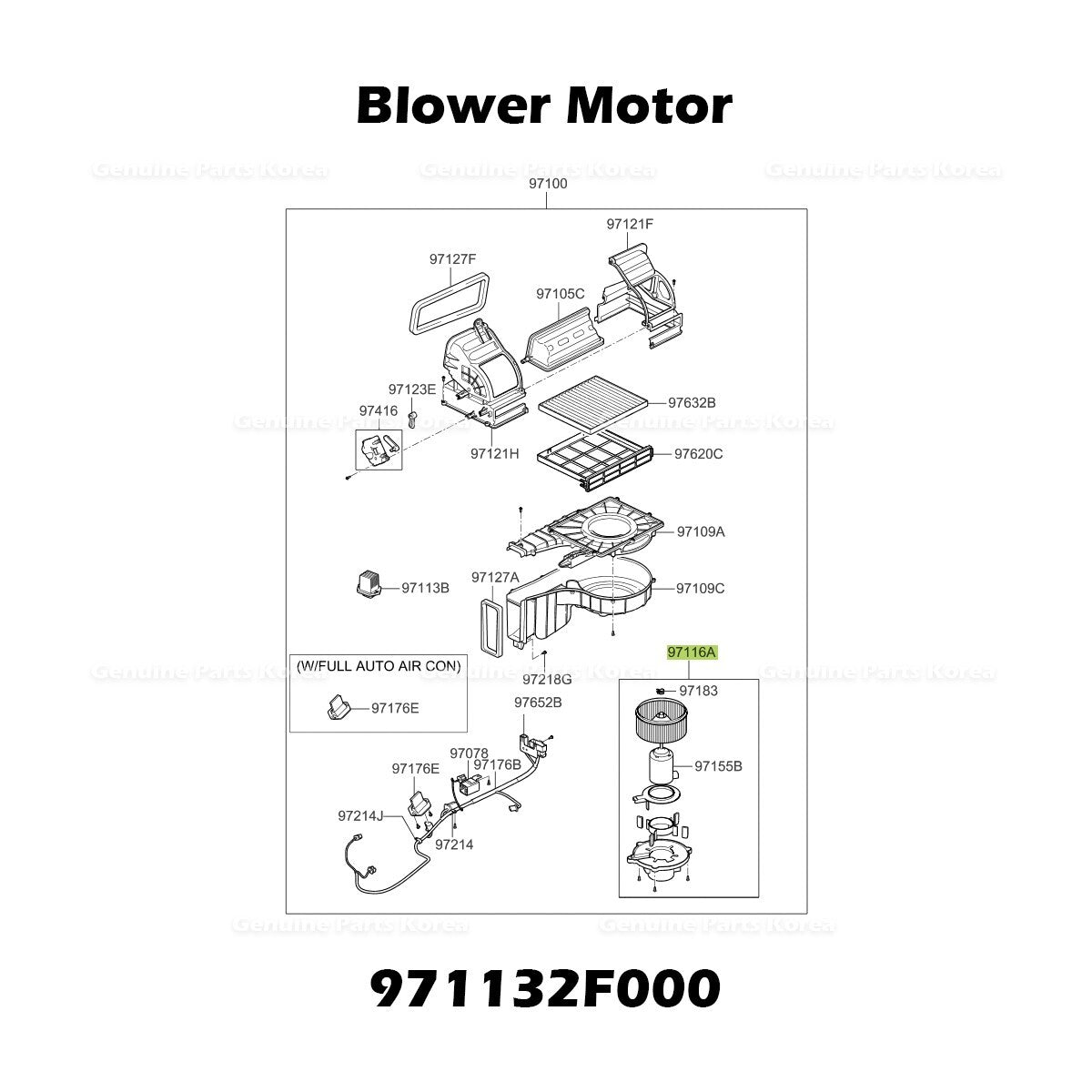 Genuine Blower Motor 971132F000 for Kia Spectra