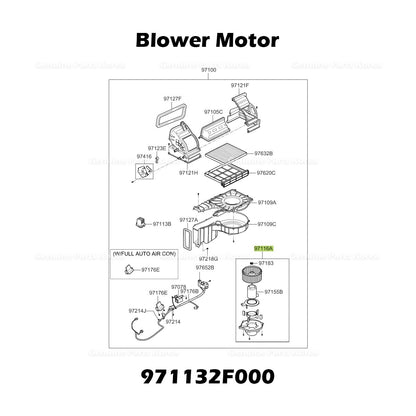 Genuine Blower Motor 971132F000 for Kia Spectra