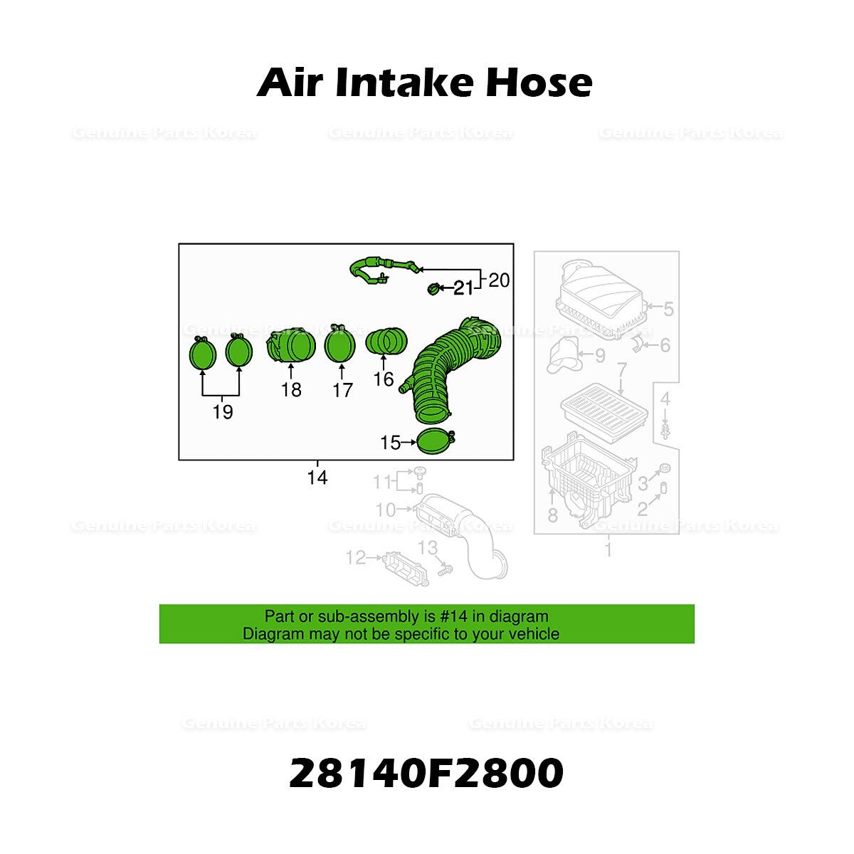 Genuine Air Intake Hose 28140F2800 for Hyundai Elantra
