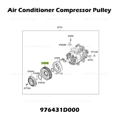 Genuine Air Conditioner Compressor Pulley 976431D000 for Kia Forte Rondo