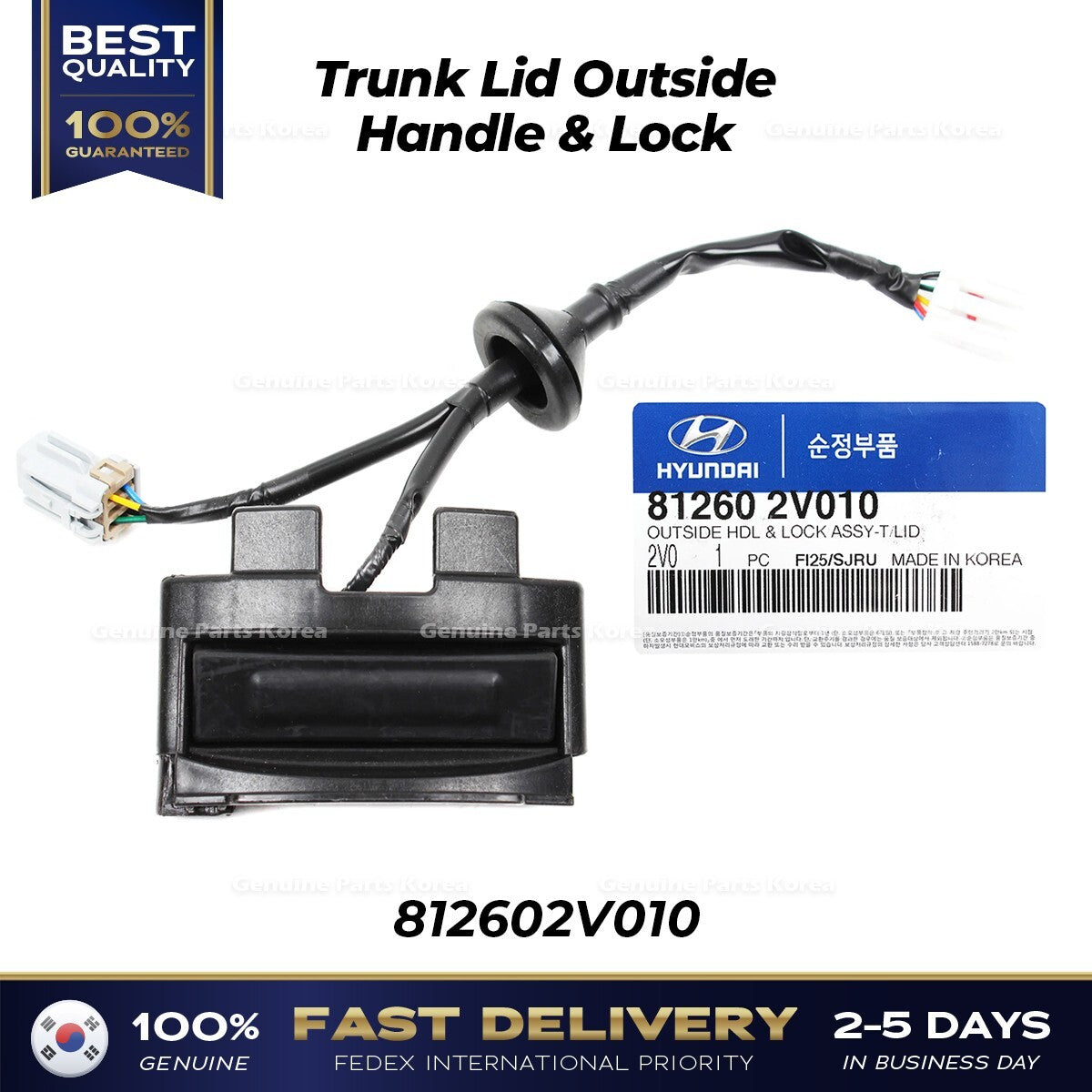 Genuine Trunk Lid Outside Handle & Lock 812602V010 for Hyundai Veloster