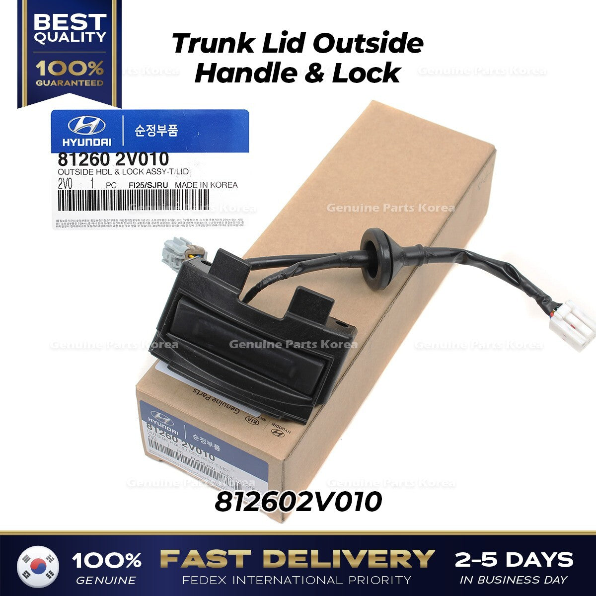 Genuine Trunk Lid Outside Handle & Lock 812602V010 for Hyundai Veloster