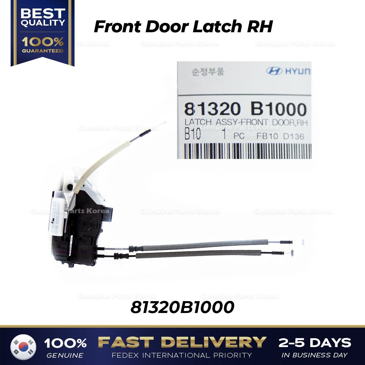 Genuine Front Door Latch RH 81320B1000 for Hyundai Genesis G80