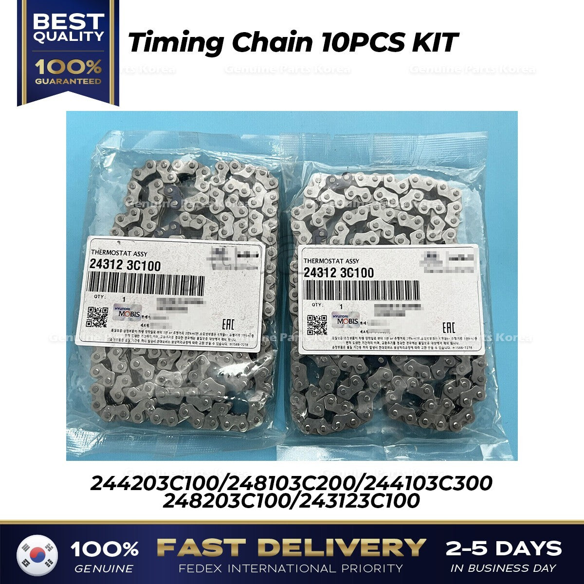 Genuine Timing Chain 10PCS KIT for Hyundai Azera Genesis Kia Borrego Sedona