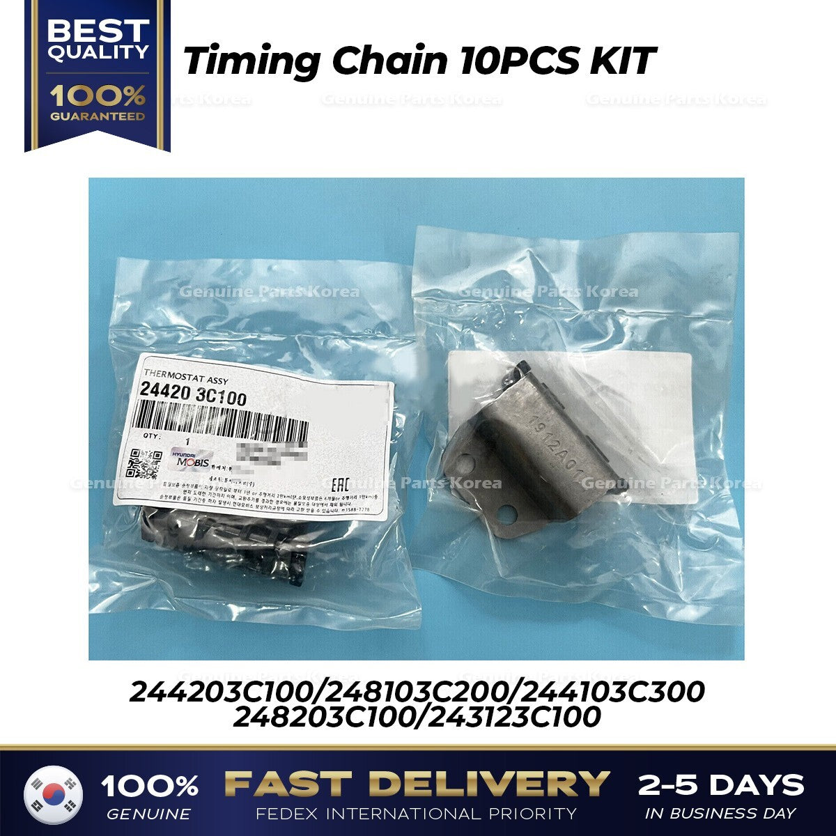 Genuine Timing Chain 10PCS KIT for Hyundai Azera Genesis Kia Borrego Sedona
