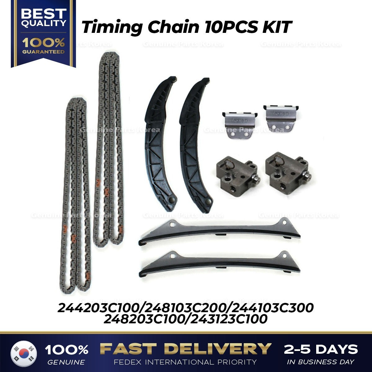 Genuine Timing Chain 10PCS KIT for Hyundai Azera Genesis Kia Borrego Sedona
