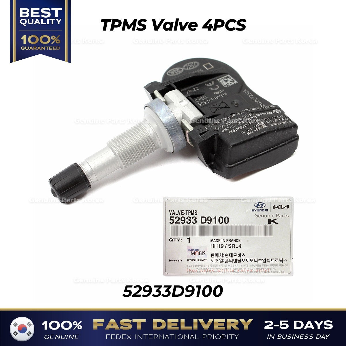 Genuine TPMS Valve 4PCS 52933D9100 for Hyundai Sonata Hybrid Kia Cadenza