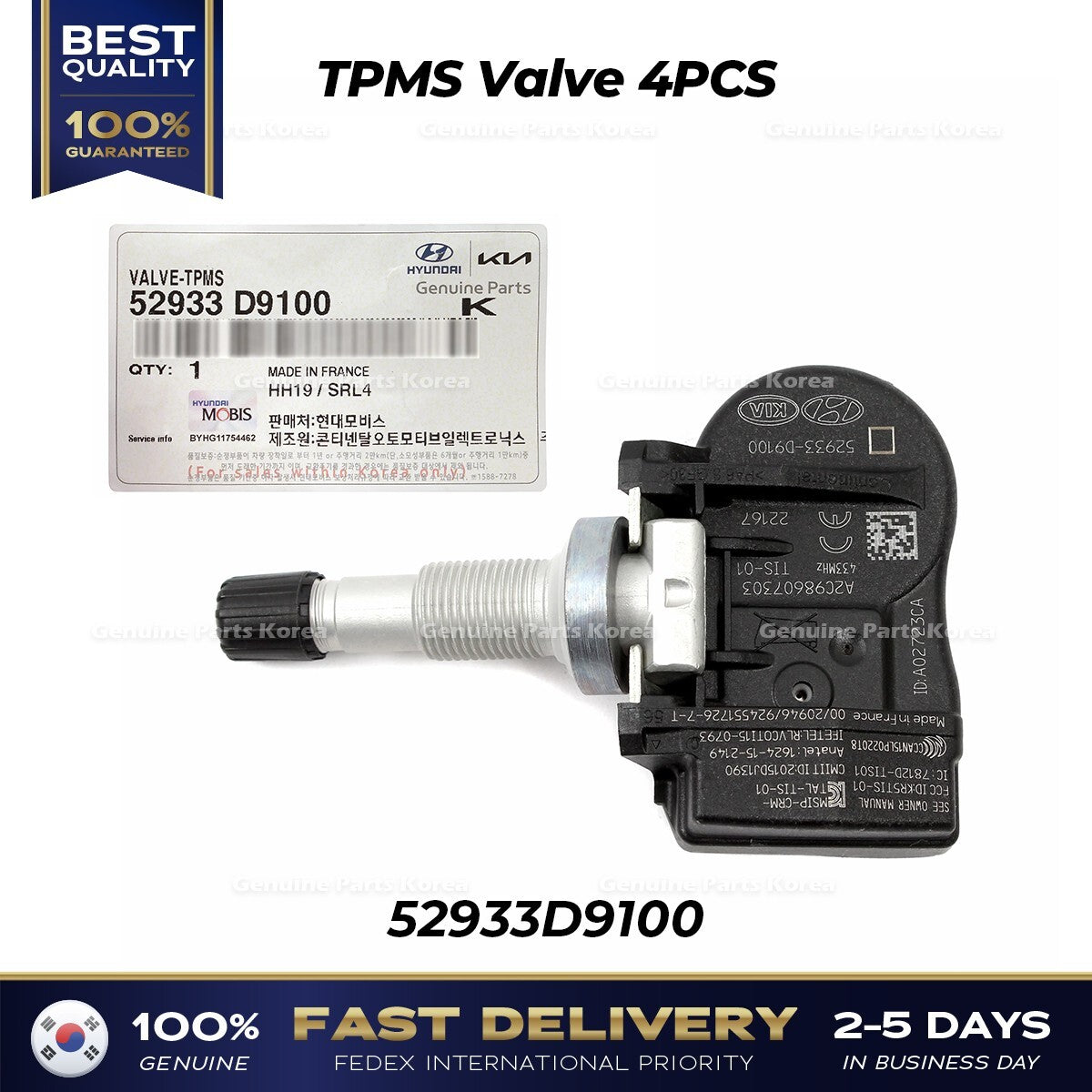Genuine TPMS Valve 4PCS 52933D9100 for Hyundai Sonata Hybrid Kia Cadenza