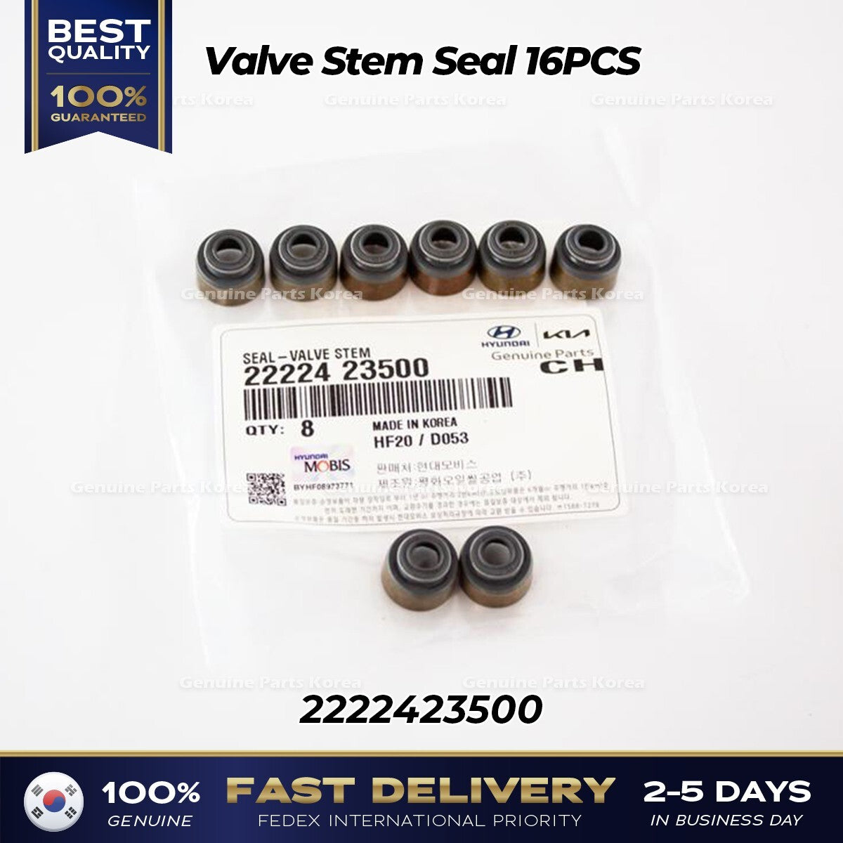 Genuine Valve Stem Seal 16PCS 2222423500 for Hyundai Accent Elantra Kia Optima