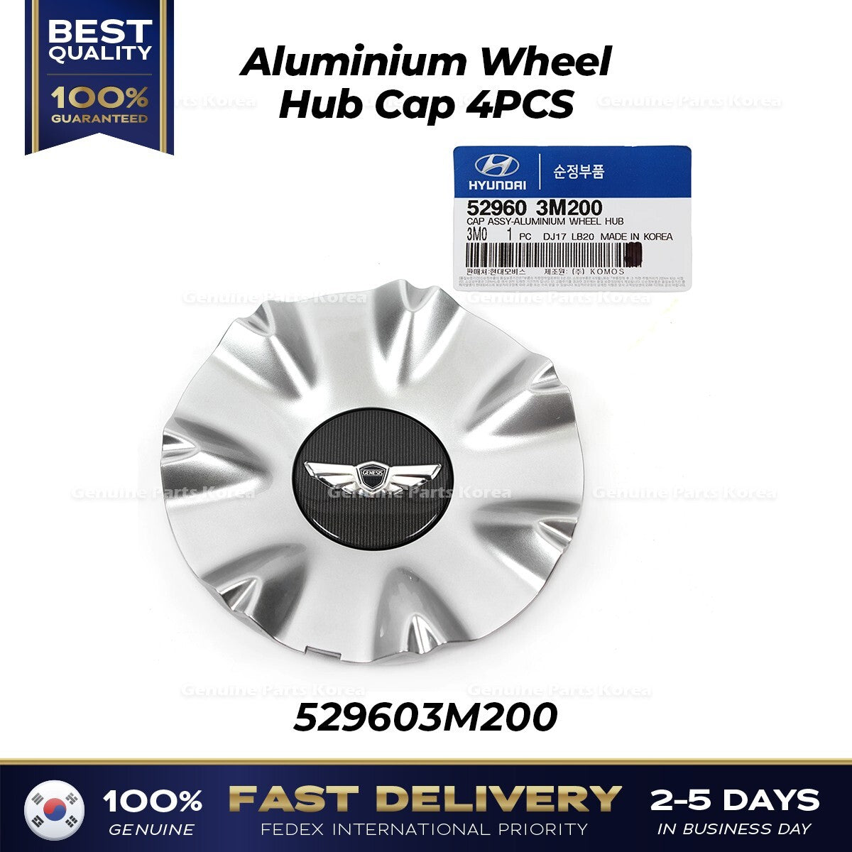 Genuine Aluminium Wheel Hub Cap 4PCS 529603M200 for Hyundai Genesis