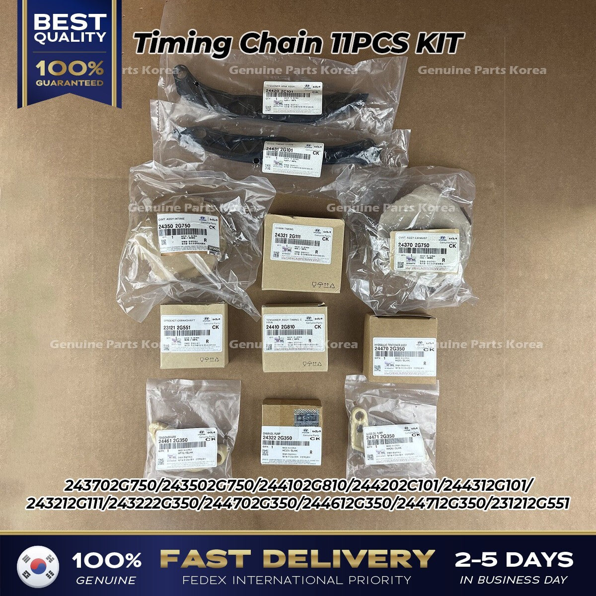 Genuine Timing Chain 11PCS KIT for Hyundai Sonata Santa Fe Tuscon