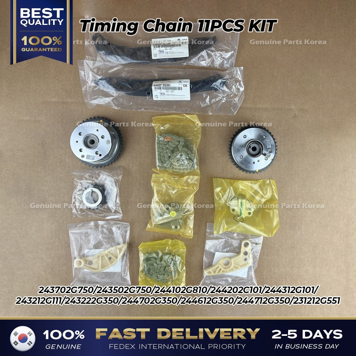 Genuine Timing Chain 11PCS KIT for Hyundai Sonata Santa Fe Tuscon