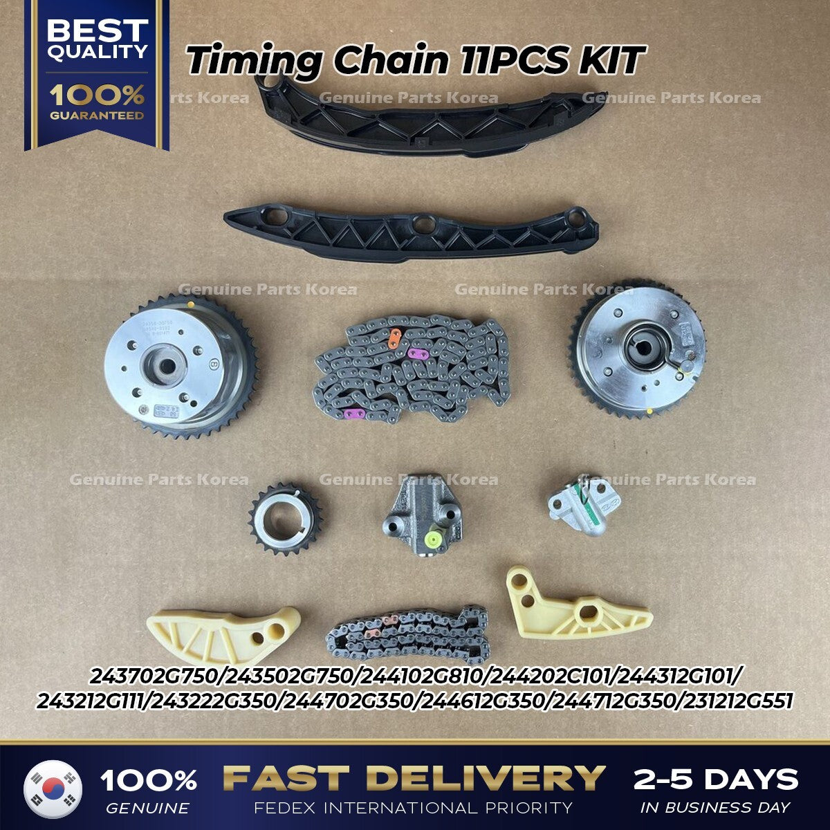 Genuine Timing Chain 11PCS KIT for Hyundai Sonata Santa Fe Tuscon