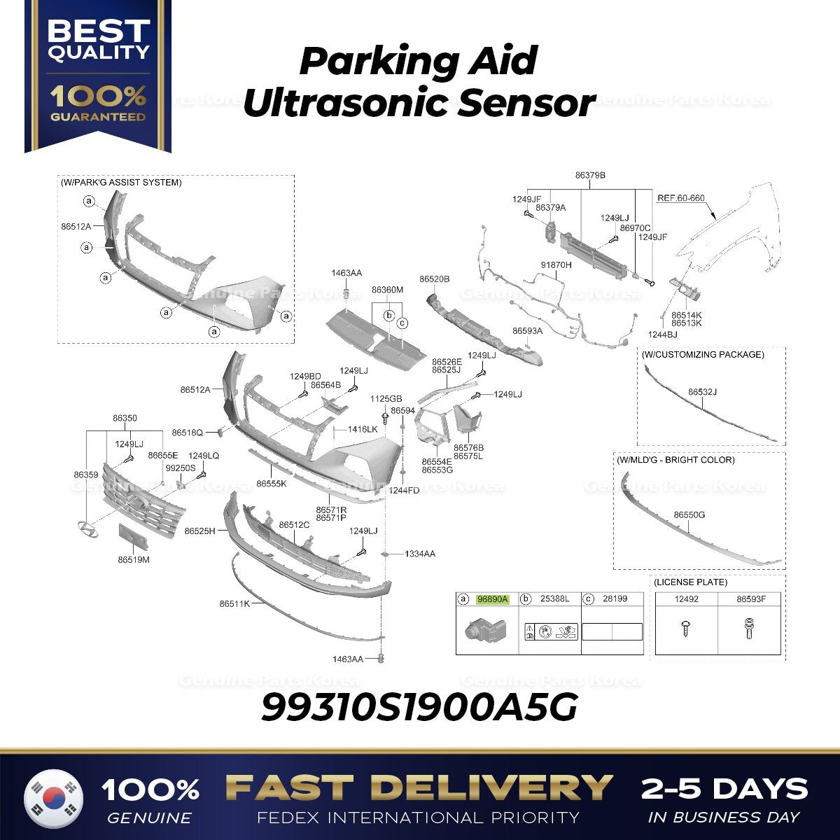 Genuine Parking Aid Ultrasonic Sensor 99310S1900A5G for Hyundai Tucson
