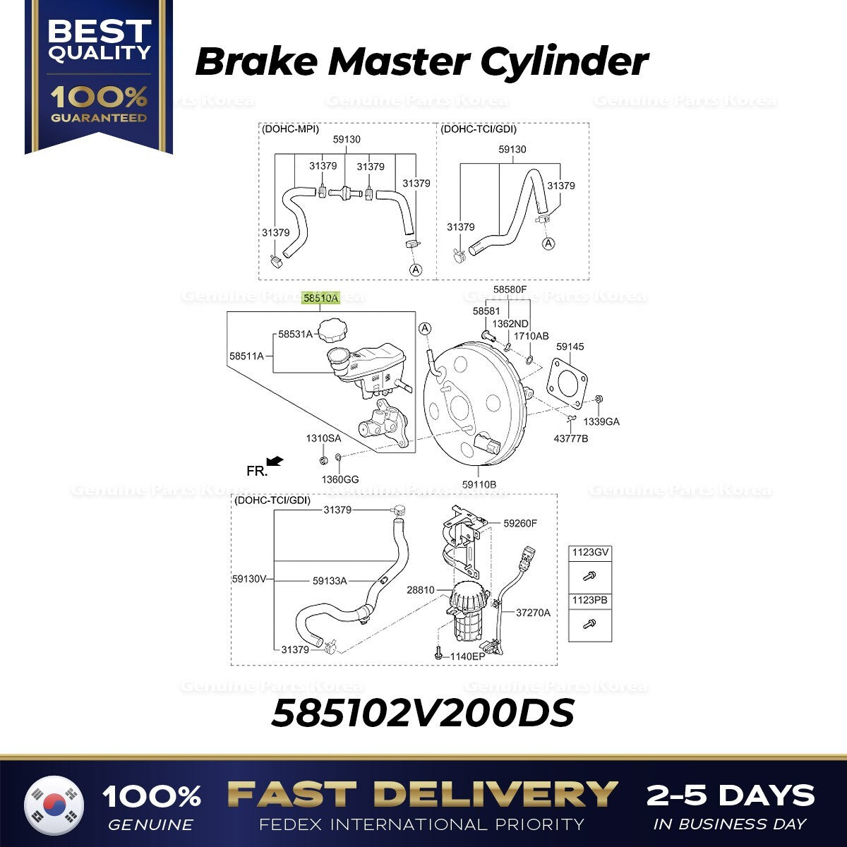 Genuine Brake Master Cylinder 585102V200DS for Hyundai Veloster