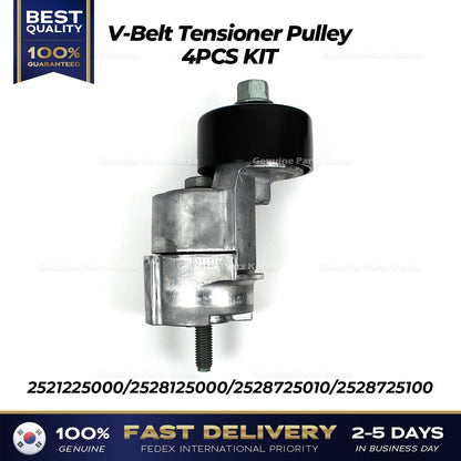 Genuine V-Belt Tensioner Pulley 4PCS KIT for Hyundai Sonata Kia Optima Rondo