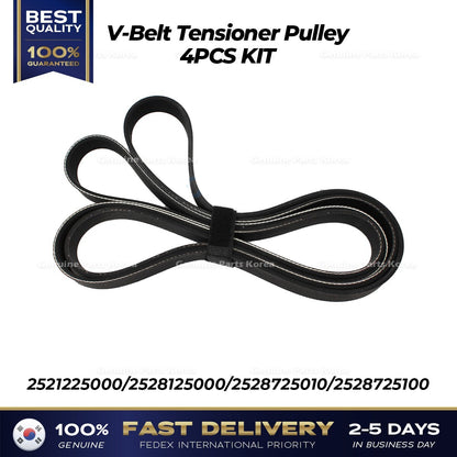Genuine V-Belt Tensioner Pulley 4PCS KIT for Hyundai Sonata Kia Optima Rondo