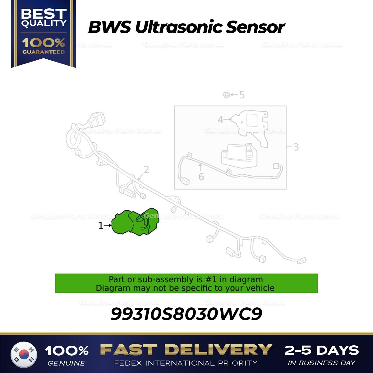 Genuine BWS Ultrasonic Sensor 99310S8030WC9 for Hyundai Palisade