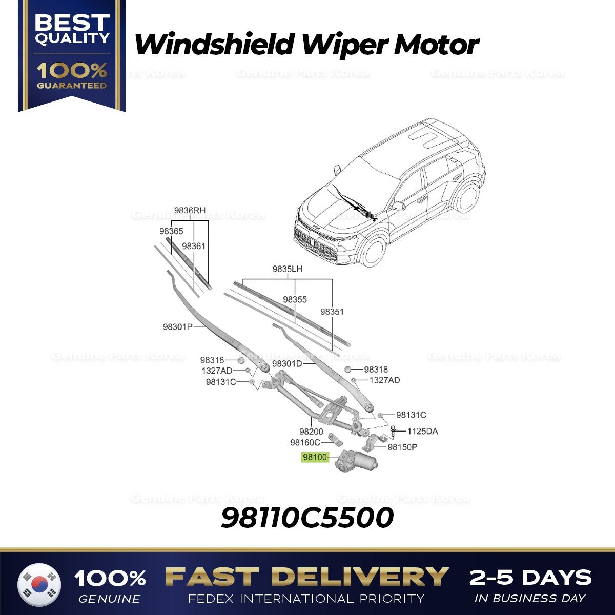 Genuine Windshield Wiper Motor 98110C5500 for Hyundai Kia