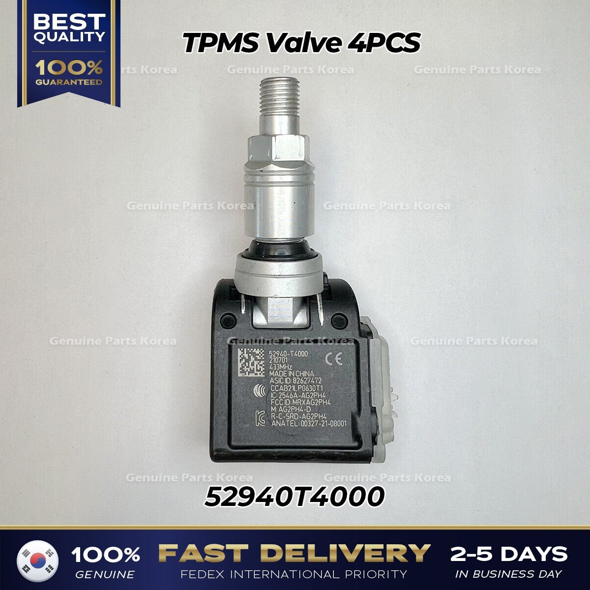 Genuine TPMS Valve 4PCS 52940T4000 for Hyundai Genesis G90 GV60 Kia EV6