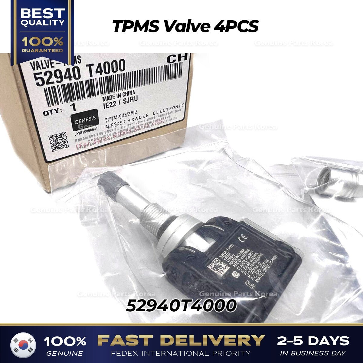 Genuine TPMS Valve 4PCS 52940T4000 for Hyundai Genesis G90 GV60 Kia EV6
