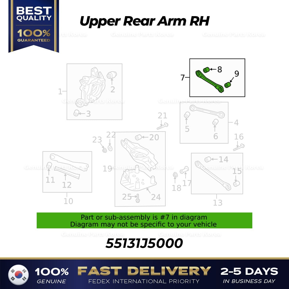 Genuine Upper Rear Arm RH 55131J5000 for Hyundai Genesis G70 Kia Stinger