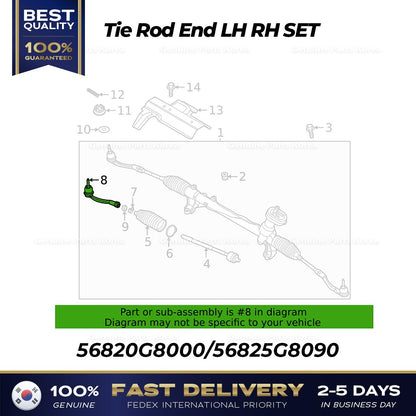 Genuine Tie Rod End LH RH SET 56820G8000 56825G8090 for Hyundai Kia