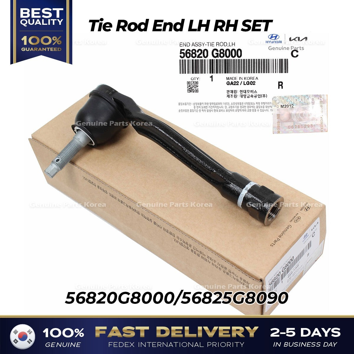 Genuine Tie Rod End LH RH SET 56820G8000 56825G8090 for Hyundai Kia