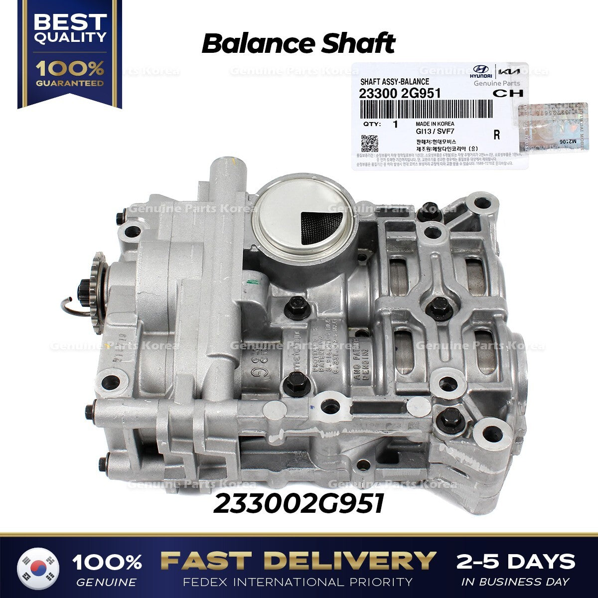Genuine Balance Shaft 233002G951 for Hyundai Sonata Kia Optima