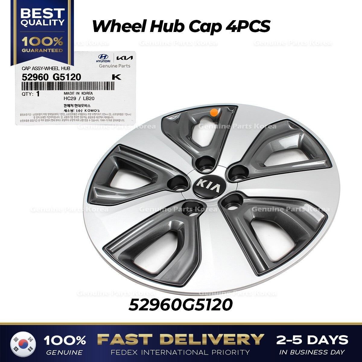Genuine Wheel Hub Cap 4PCS 52960G5120 for Kia Niro