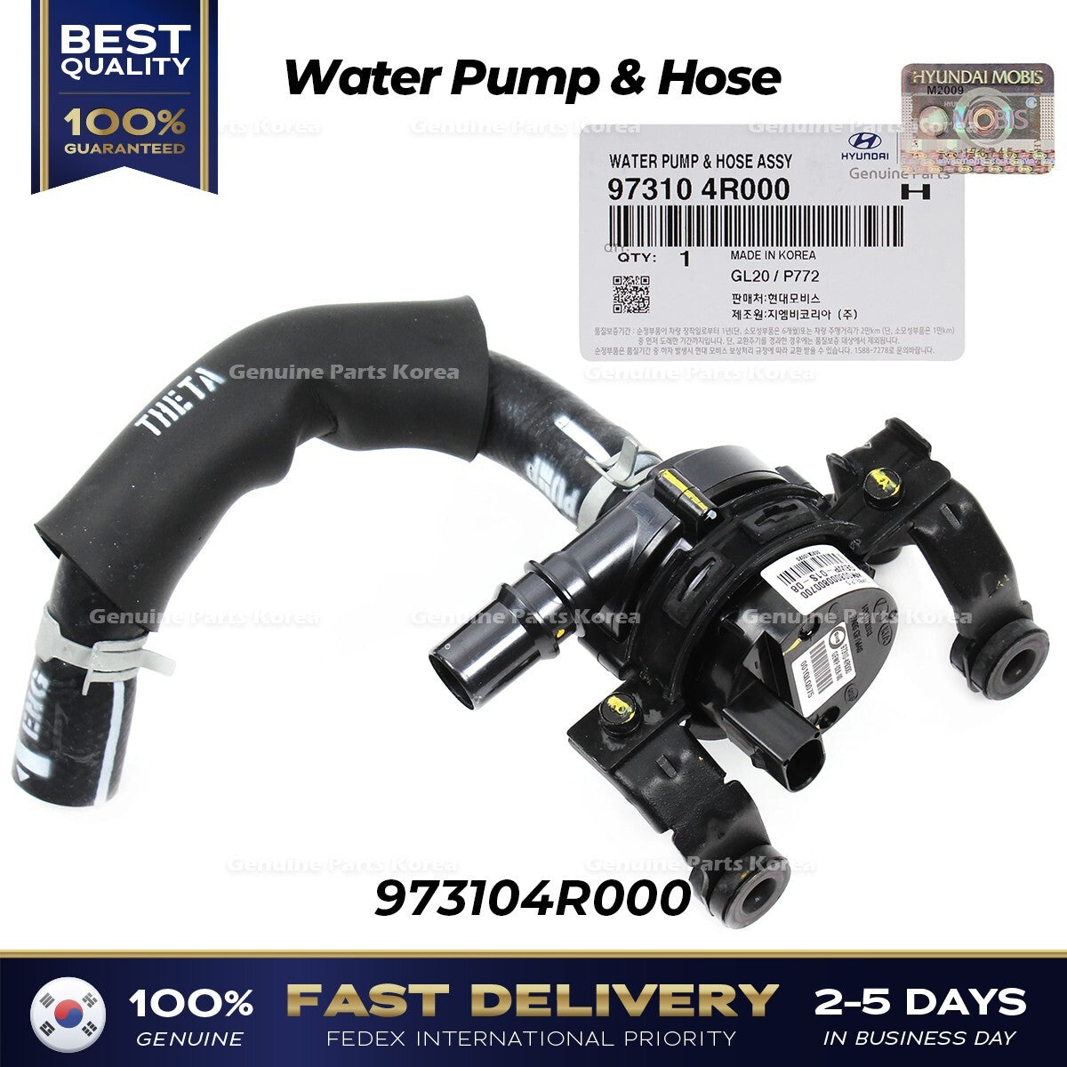 Genuine Water Pump & Hose 973104R000 for Hyundai Sonata Hybrid Kia Optima
