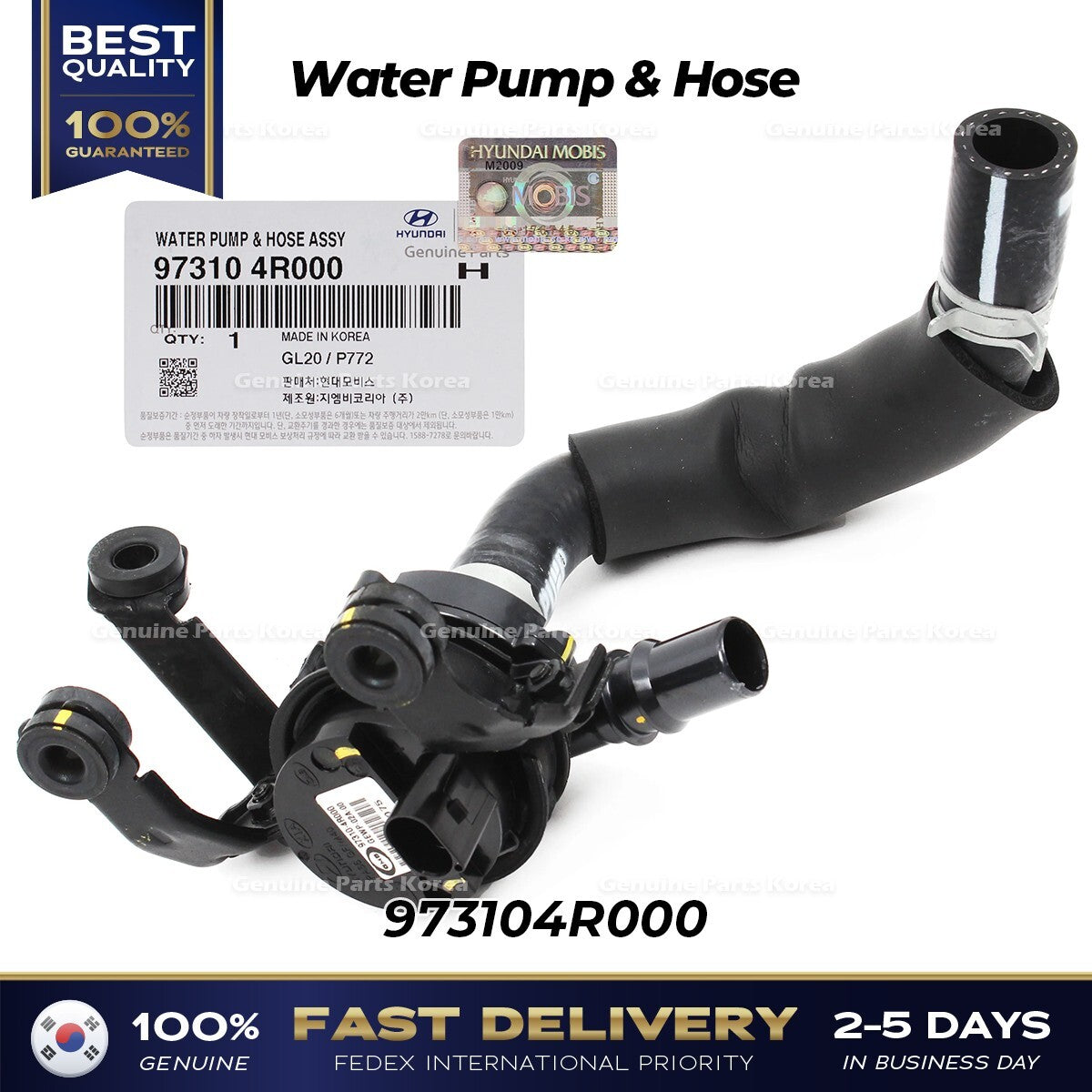 Genuine Water Pump & Hose 973104R000 for Hyundai Sonata Hybrid Kia Optima