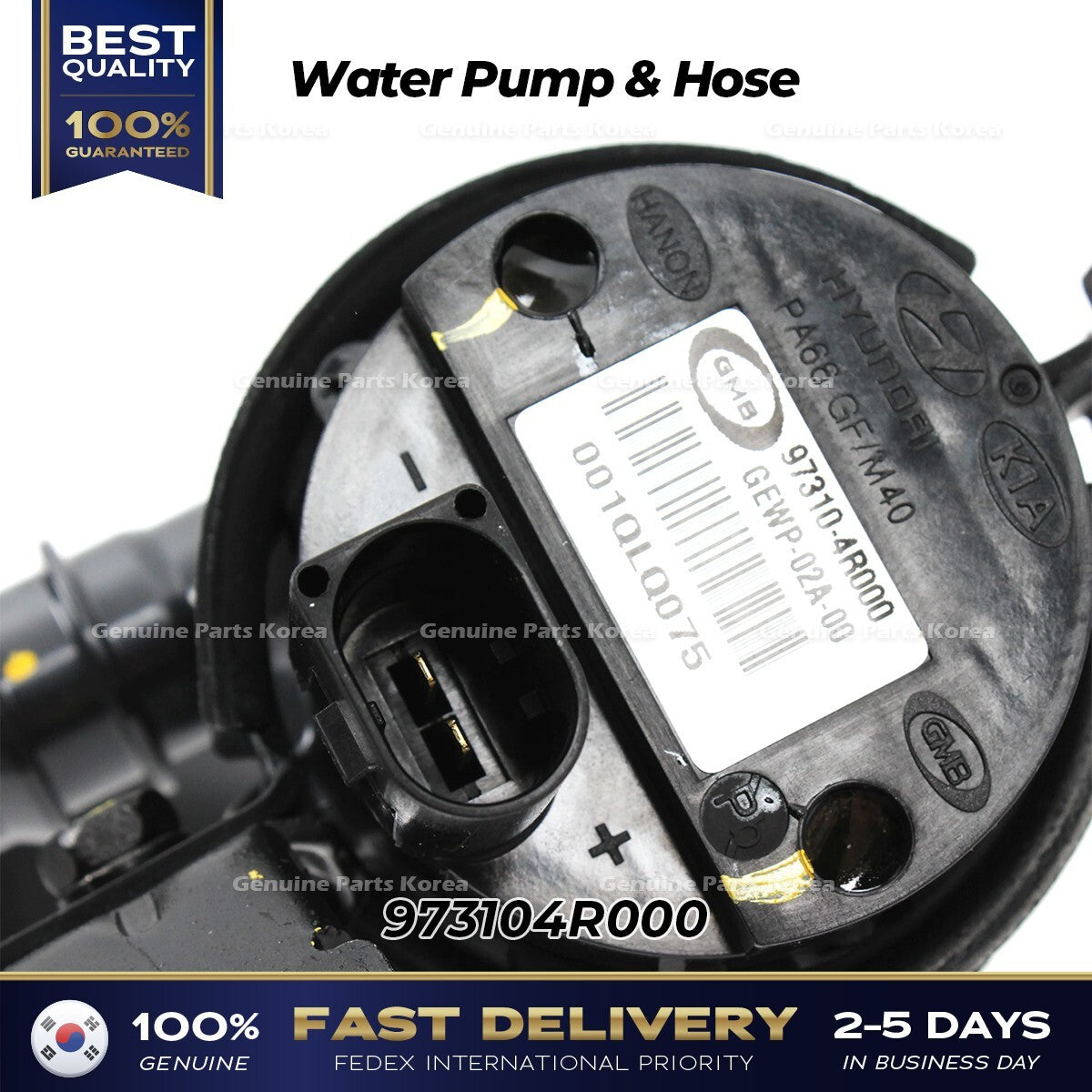 Genuine Water Pump & Hose 973104R000 for Hyundai Sonata Hybrid Kia Optima