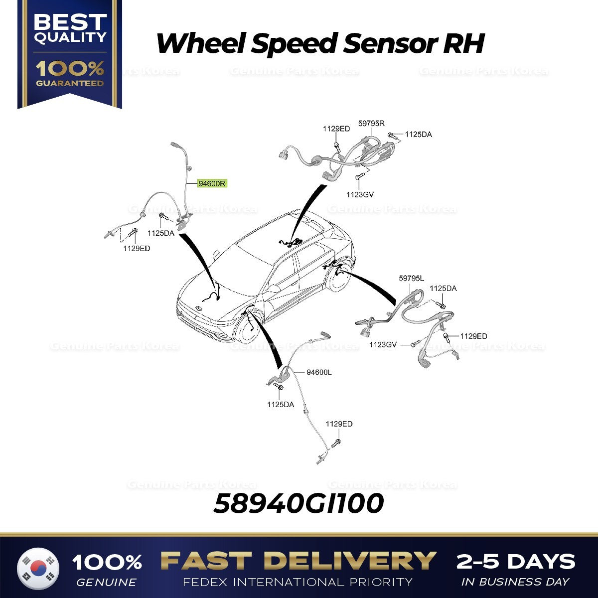 Genuine Wheel Speed Sensor RH 58940GI100 for Hyundai Ioniq 5