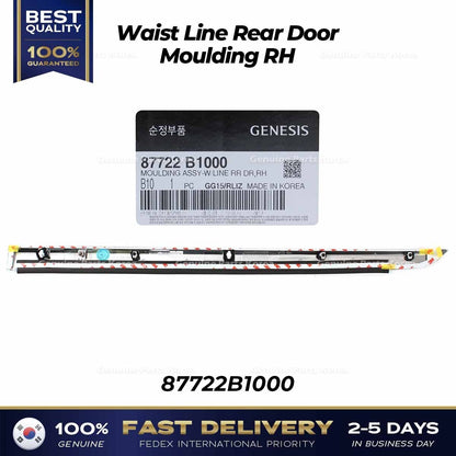 Genuine Waist Line Rear Door Moulding RH 87722B1000 for Hyundai Genesis G80
