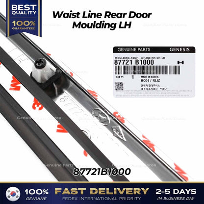 Genuine Waist Line Rear Door Moulding LH 87721B1000 for Hyundai Genesis G80