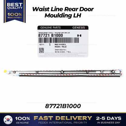 Genuine Waist Line Rear Door Moulding LH 87721B1000 for Hyundai Genesis G80