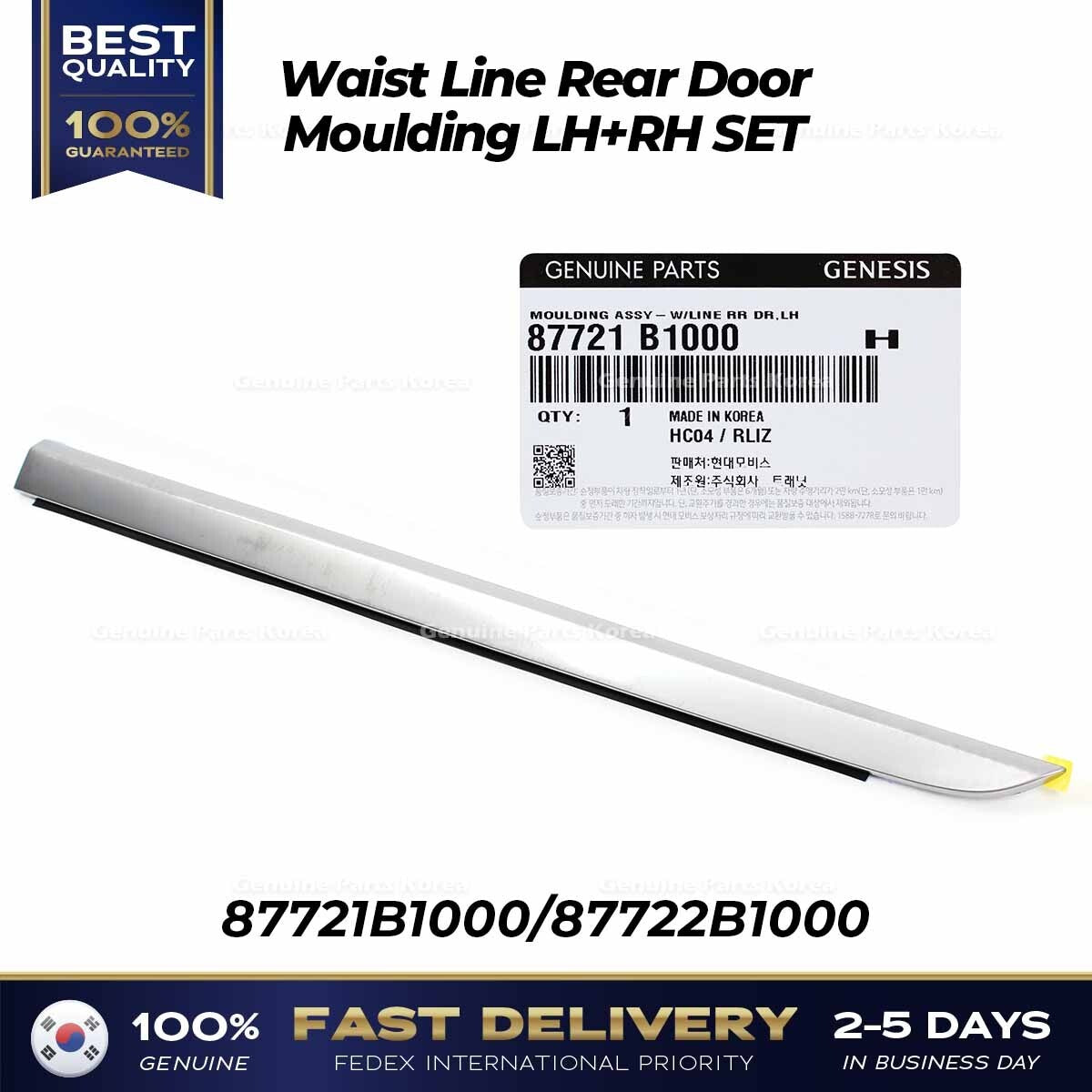 Genuine Waist Line Rear Door Moulding LH RH SET for Hyundai Genesis G80