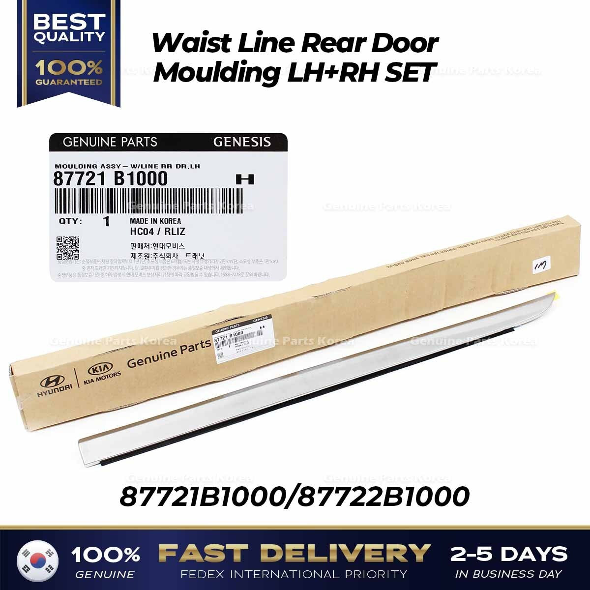 Genuine Waist Line Rear Door Moulding LH RH SET for Hyundai Genesis G80