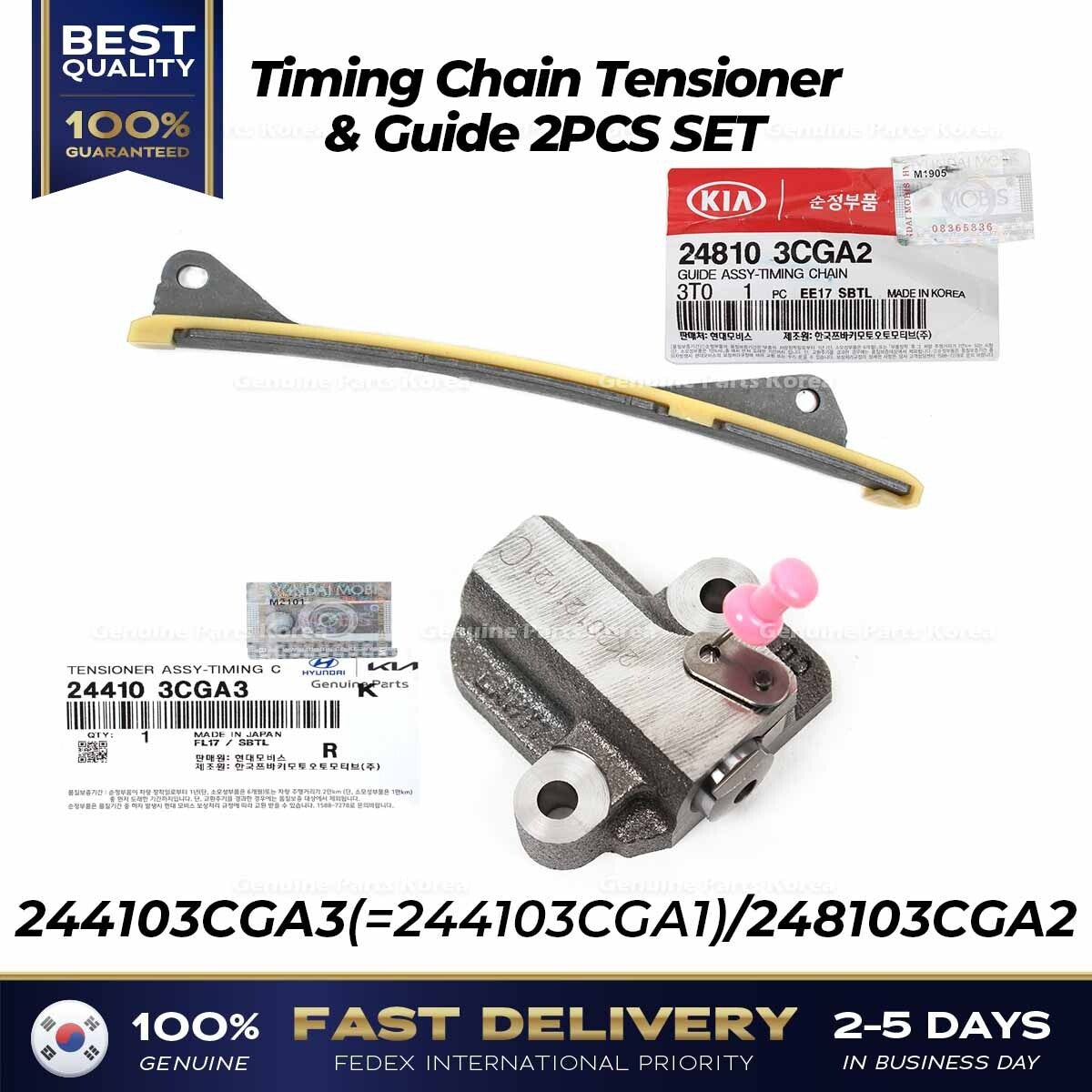 Genuine Timing Chain Tensioner & Guide 2PCS SET for Hyundai Kia