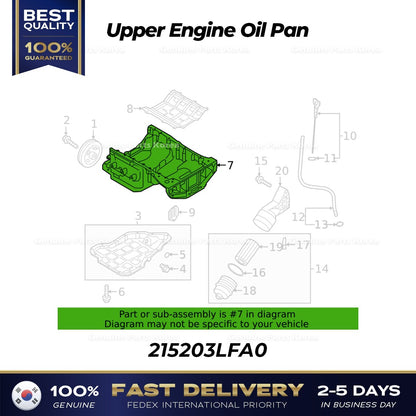 Genuine Upper Engine Oil Pan 215203LFA0 for Hyundai Palisade Kia Cadenza