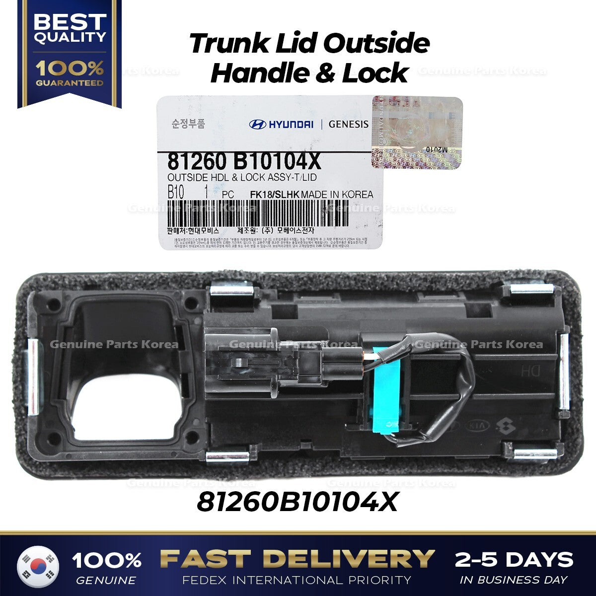 Genuine Trunk Lid Outside Handle & Lock 81260B10104X for Hyundai Genesis