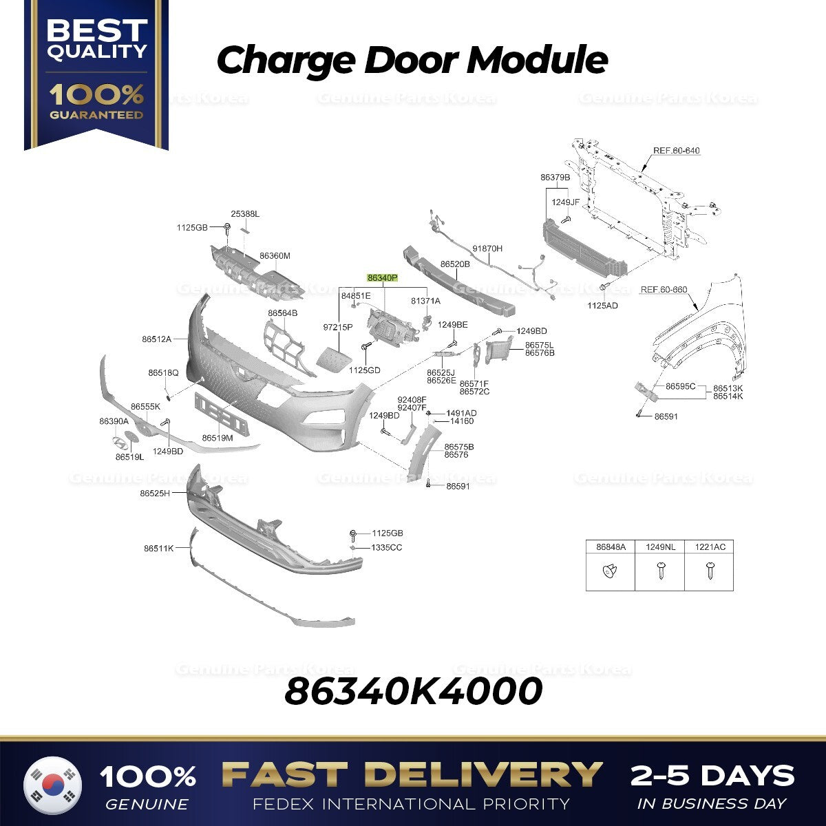 Genuine Charge Door Module 86340K4000 for Hyundai Kona Electric