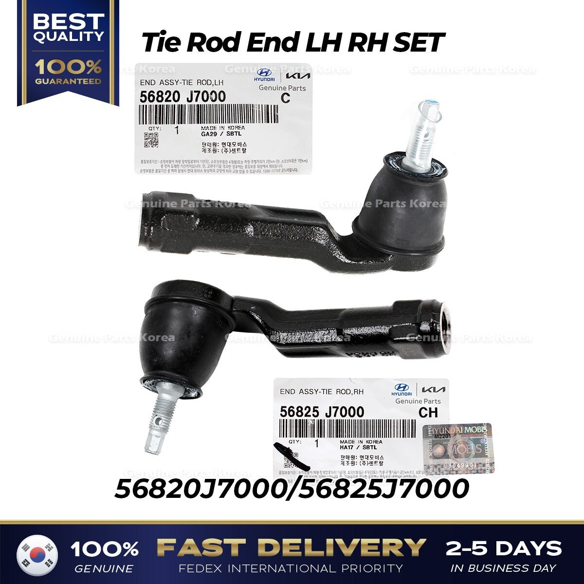 Genuine Tie Rod End LH RH SET 56820J7000 56825J7000 for Hyundai Kia