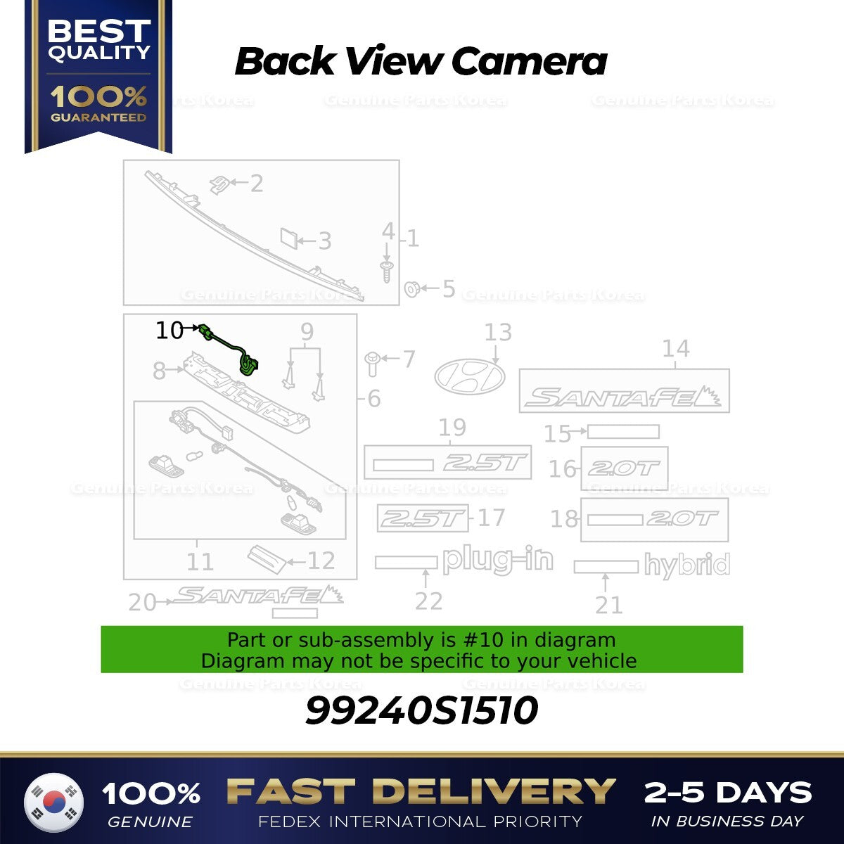 Genuine Back View Camera 99240S1510 for Hyundai Santa Fe