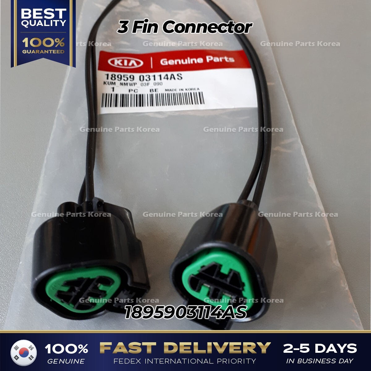 Genuine 3 Fin Connector 1895903114AS for Hyundai Kia