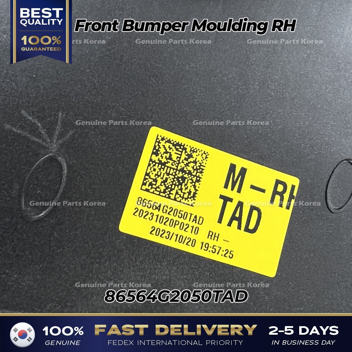 Genuine Front Bumper Moulding RH 86564G2050TAD for Hyundai Ioniq