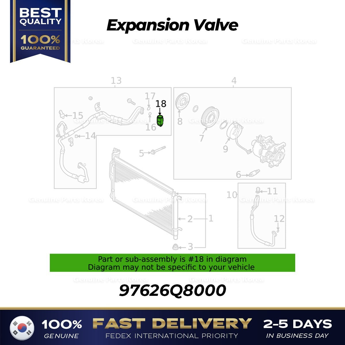 Genuine Expansion Valve 97626Q8000 for Hyundai Venue Kia Niro Soul