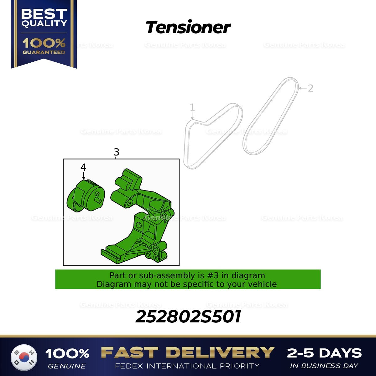 Genuine Tensioner 252802S501 for Hyundai Santa Cruz Kia K5
